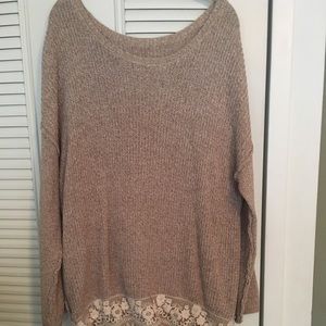 Urban Outfitters slouchy sweater with lace trim